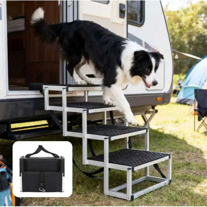 Foldable Dog Steps, Portable Pet Stairs with Non-Slip Surface & Reinforced Design