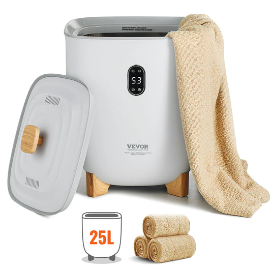 Warmer Bucket- 25L-Heated Towels, Blankets, and Clothing Warmer w/ LED Light Auto Shut off