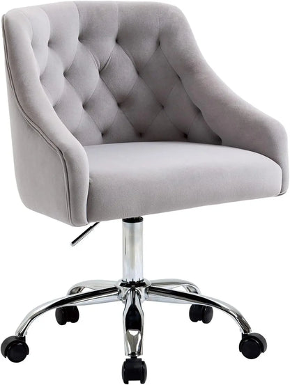 Modern Desk Chair - Comfortable, Cushioned with Velvet Fabric, Adjustable Height, and Swivel