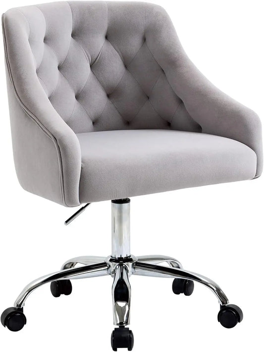 Modern Desk Chair - Comfortable, Cushioned with Velvet Fabric, Adjustable Height, and Swivel