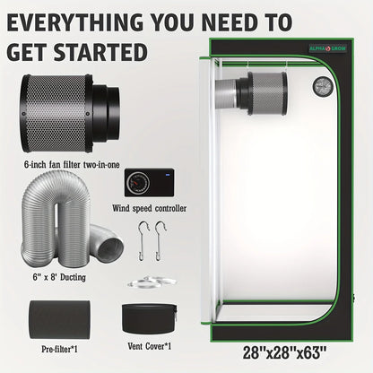24"x24"x48" Grow Tent Kit With 6 Inch Air Carbon Filter, Australian Virgin Charcoal & Speed Controller