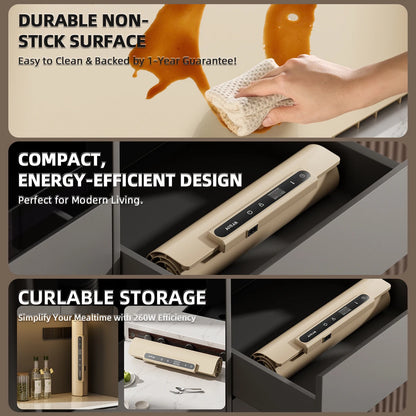 Food Warming Plate, Adjustable Temperature, Silicone Foldable with pouch