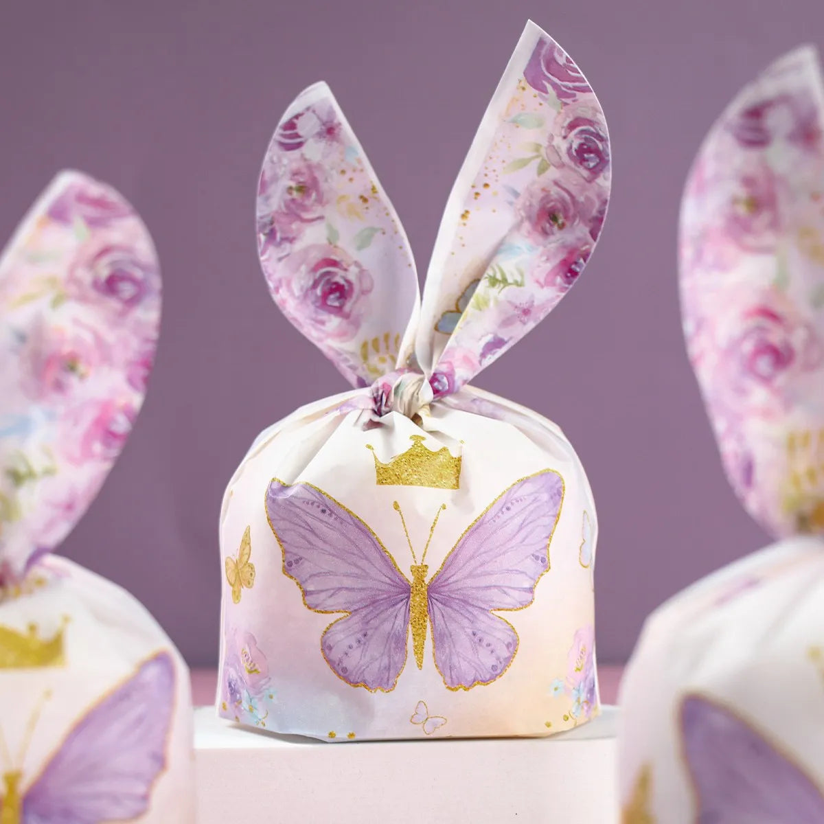 50pcs Rabbit Ear Bags, Cartoon Plastic Bags for Snacks, Cookies, Candy