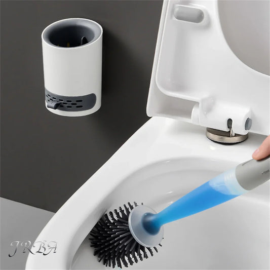 Toilet Brush and Holder Set with Refillable Toilet Cleanser Handle Dispenser