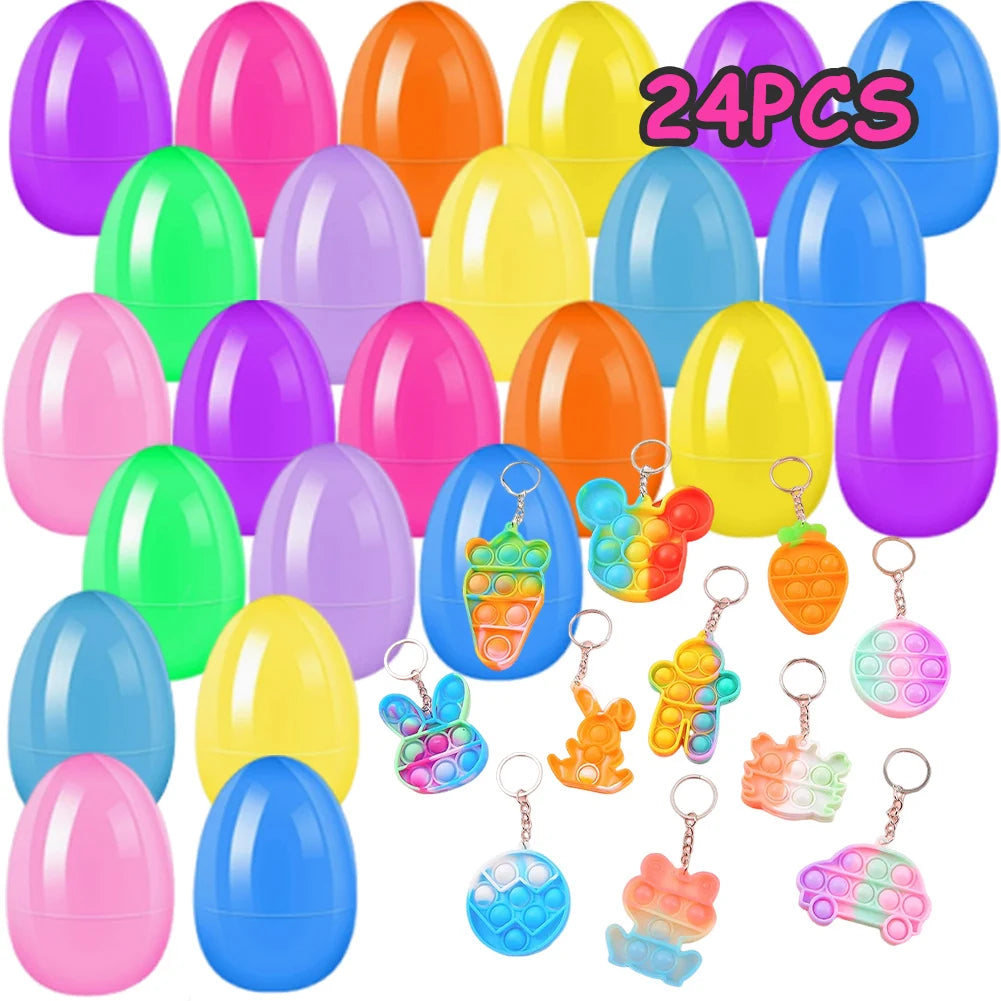 12/24/48 Pack Kids Easter Egg Hunt Game, Party Favors Prefilled Easter Eggs