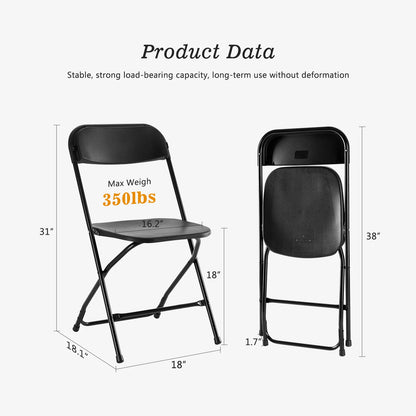 Plastic Seating - Metal Frame Folding Chair, 330LB Load Capacity, Lightweight and Portable