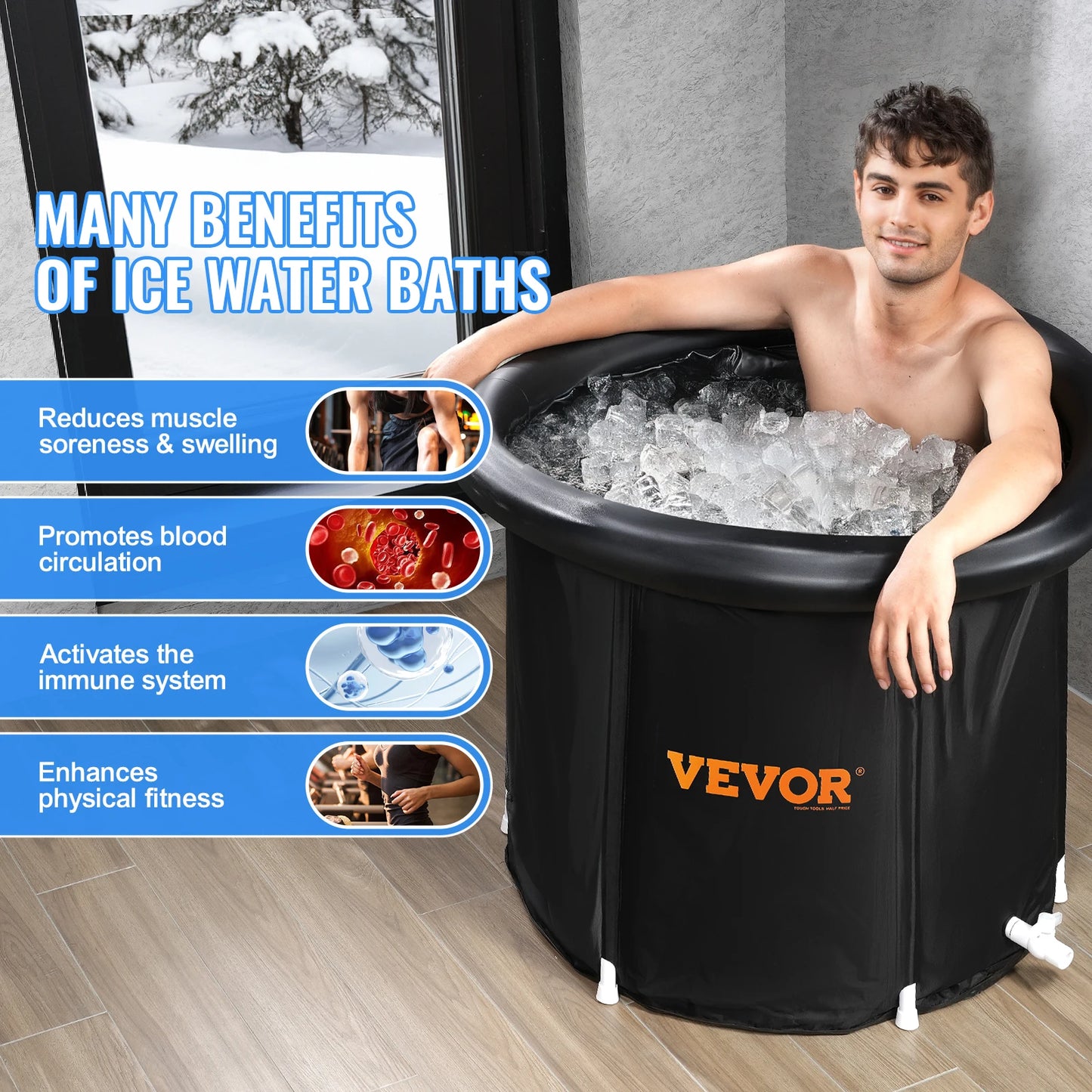 Ice Bath Tub-Cold Water Therapy for Athletes - Inflatable, Folding Bathtub