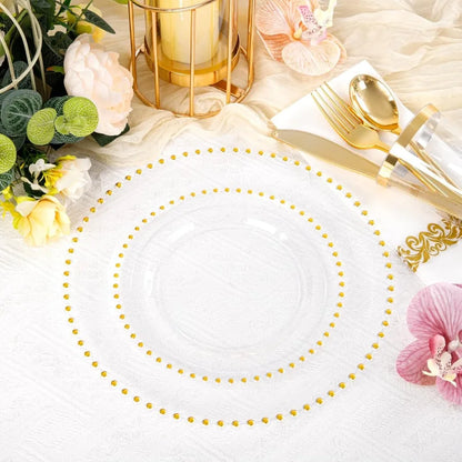 Elegant 350 Pcs Clear Plastic Gold Rim Dinnerware Set, Disposable