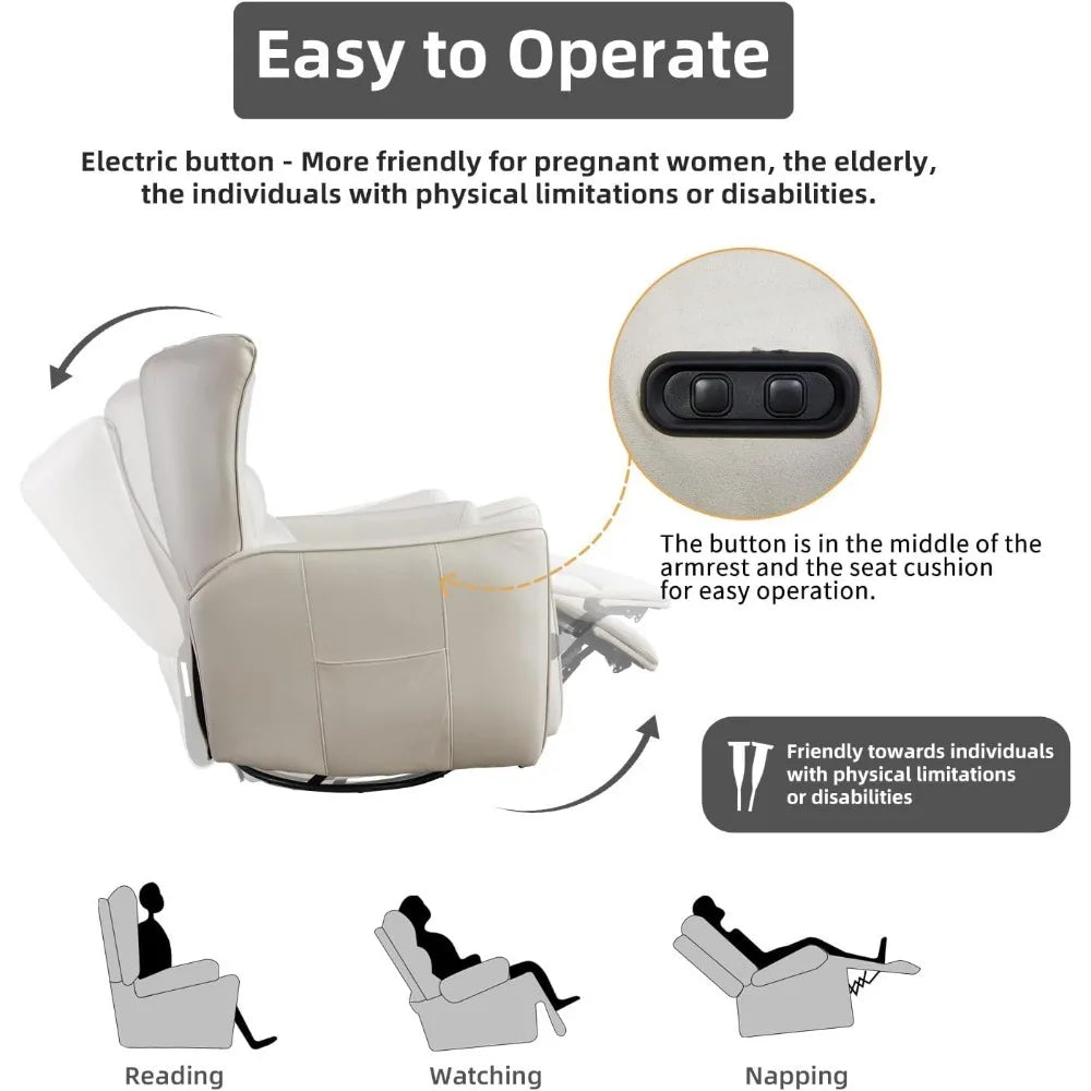 Power Swivel Rocker Recliner, Oversized with Gliding Motion