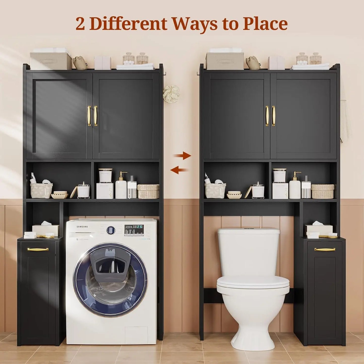 Adjustable Over The Toilet/Washer Storage Cabinet with Pull out Cabinet