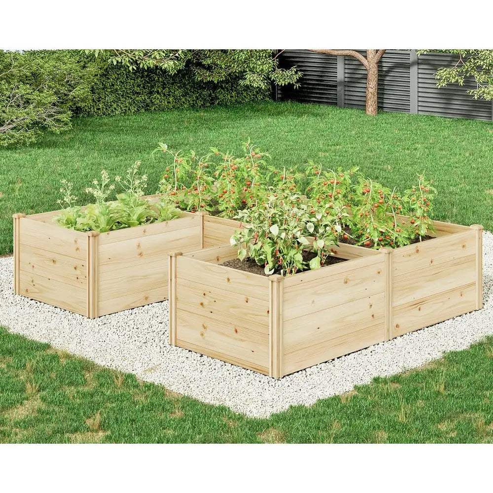 Outdoor Wooden U-Shaped Raised Garden Bed, 7.5ft x 6ft x 1.6ft, 19.6 Deep Planter Box