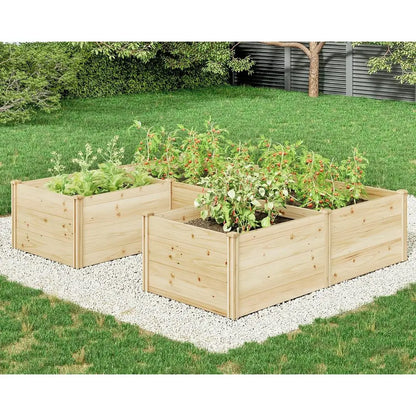 Outdoor Wooden U-Shaped Raised Garden Bed, 7.5ft x 6ft x 1.6ft, 19.6 Deep Planter Box