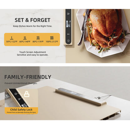 Food Warming Plate, Adjustable Temperature, Silicone Foldable with pouch