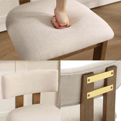 Elegant, Modern 26” Counter Height Stools, Set of 2, Upholstered with Backrest and Solid Wood Legs