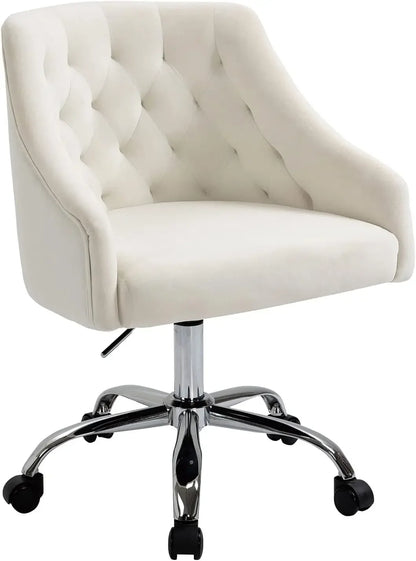Modern Desk Chair - Comfortable, Cushioned with Velvet Fabric, Adjustable Height, and Swivel