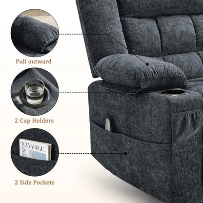 Swivel Rocker Recliner with Massage, Heating, and Cup Holder