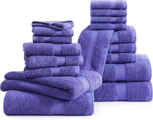 18-Piece Cotton Bath Towel Set - Ultra Soft & Absorbent