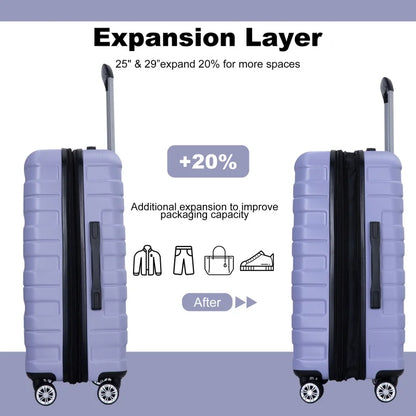 3 Piece Hardcase Luggage Sets with TSA Lock include Travel Duffle and Toiletry Bags