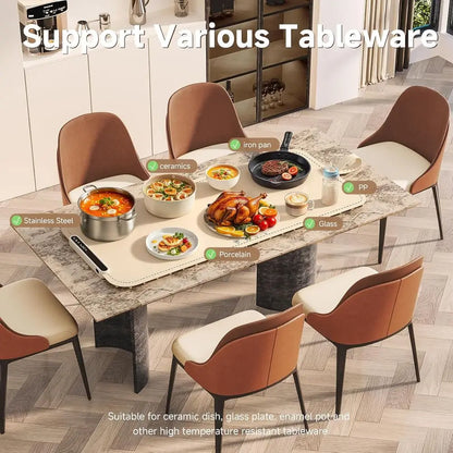 Electric Food Warming Tray XXL (36x16) Portable, Rollable, with Fast Even Surface Heating,