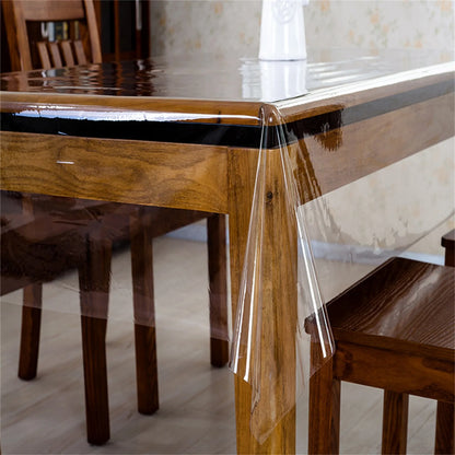Clear Vinyl Tablecloth Protector, Waterproof, Oil-Proof, Easy to Clean, Transparent Table Cover