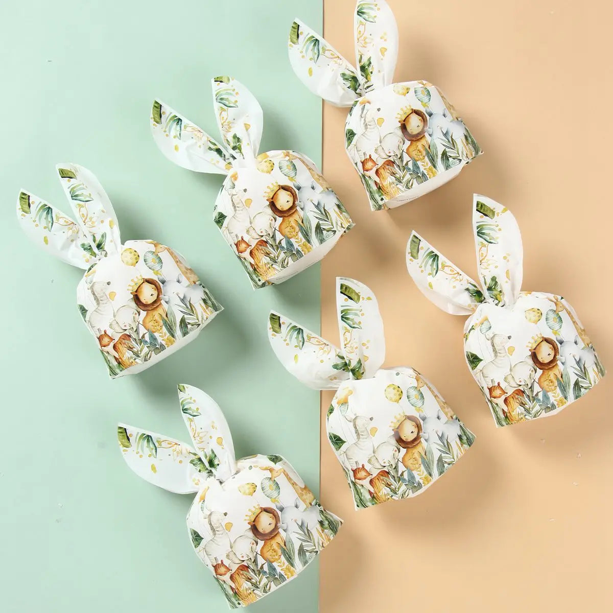 50pcs Rabbit Ear Bags, Cartoon Plastic Bags for Snacks, Cookies, Candy