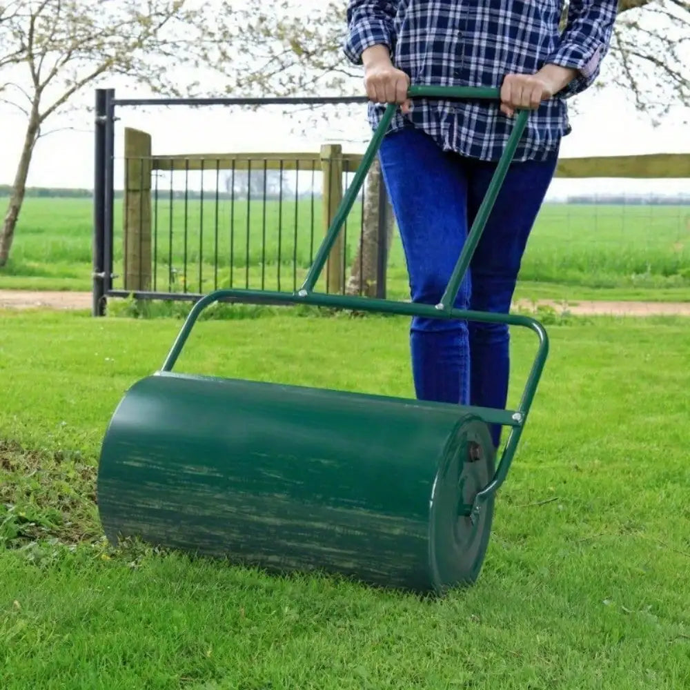 47in Lawn Roller, Cylindrical, Push or Tow Behind, Water Filled Steel Cylinder