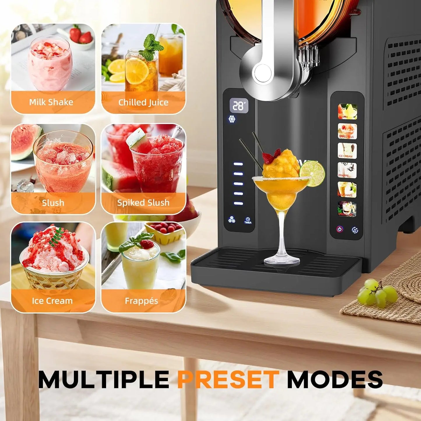 Slushie Machine, No Ice Needed, Frozen Drink Maker with LED Display
