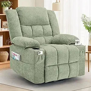 Swivel Rocker Recliner with Massage, Heating, and Cup Holder