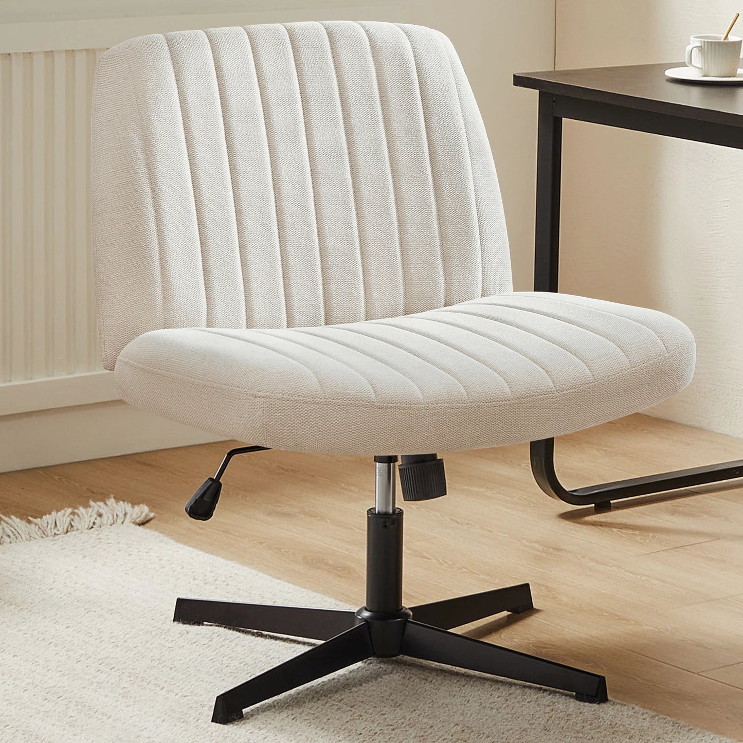 Cross Legged Desk Chair - Armless, Wide Seat and Back,  Adjustable
