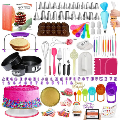 700PCs Cake Decorating Kit with Baking Supplies and Cake Turntable for Decorating
