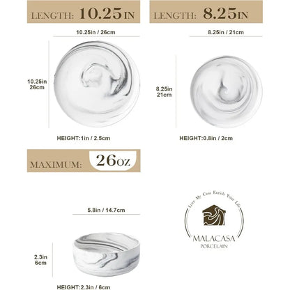 12 Piece Porcelain Dinnerware Set - Dishwasher and Chip Resistant