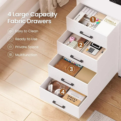 L Shaped Desk with 4 Drawers with Display Cabinet 2ith LED Lights