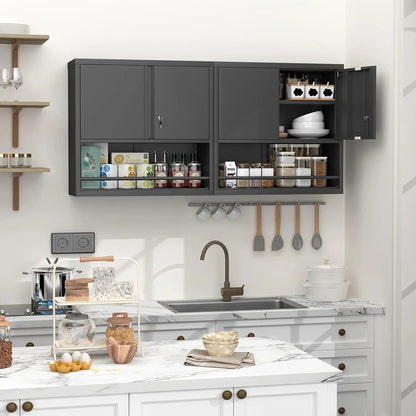 31" H Locking Metal Storage Cabinet with Doors and Shelves, Lockable Wall Mount