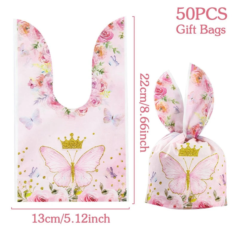 50pcs Rabbit Ear Bags, Cartoon Plastic Bags for Snacks, Cookies, Candy
