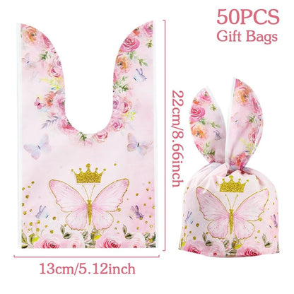 50pcs Rabbit Ear Bags, Cartoon Plastic Bags for Snacks, Cookies, Candy