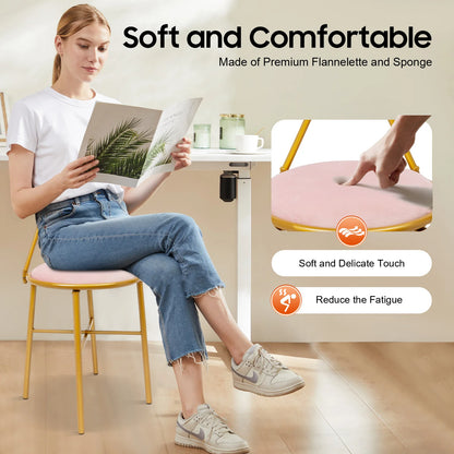 Elegant Pink Butterfly Backrest Chair with Soft Cushion, up to 220 lbs. Load w/Iron Frame