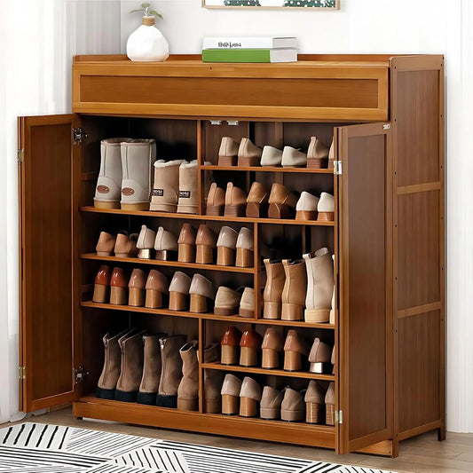 8-Tier Shoe Cabinet with Doors - Capacity up to 36-40 Pairs