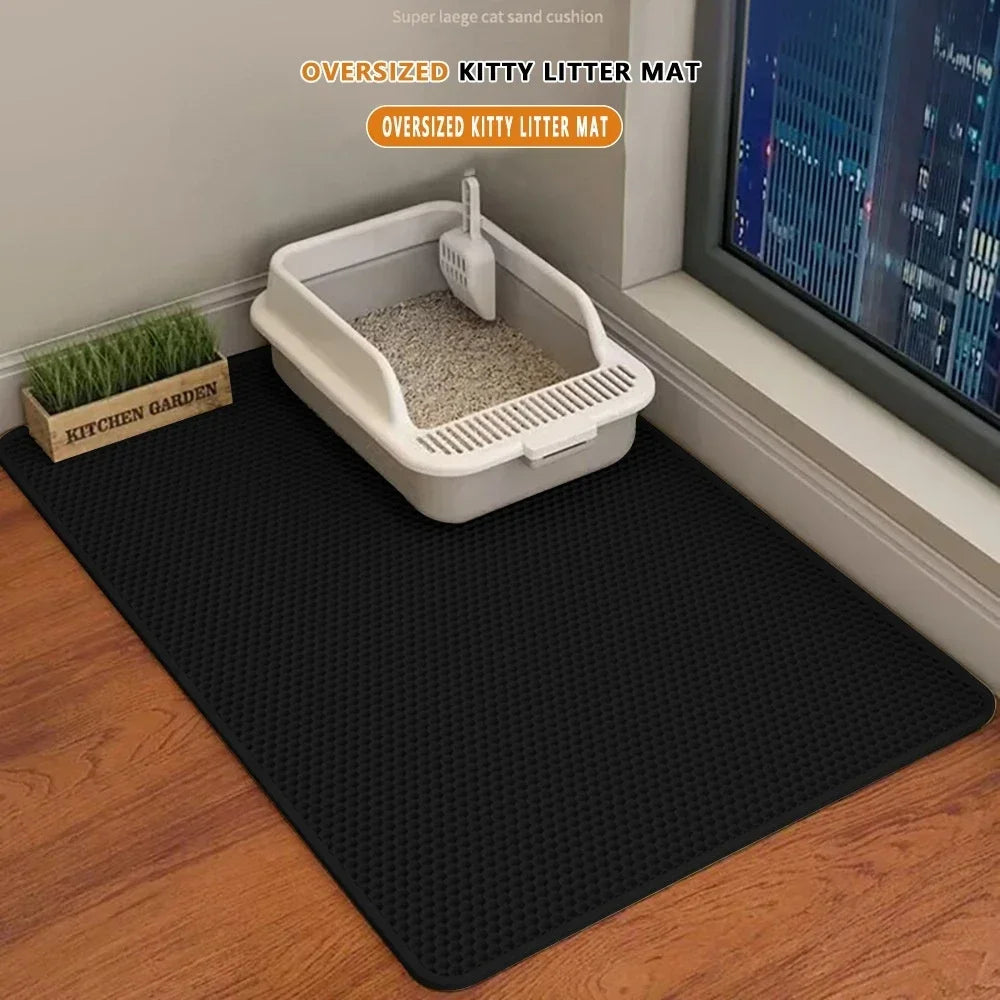 Cat Litter Mat - 2-Layer Design w/ Sand Trapping Technology, Waterproof , Non-Slip