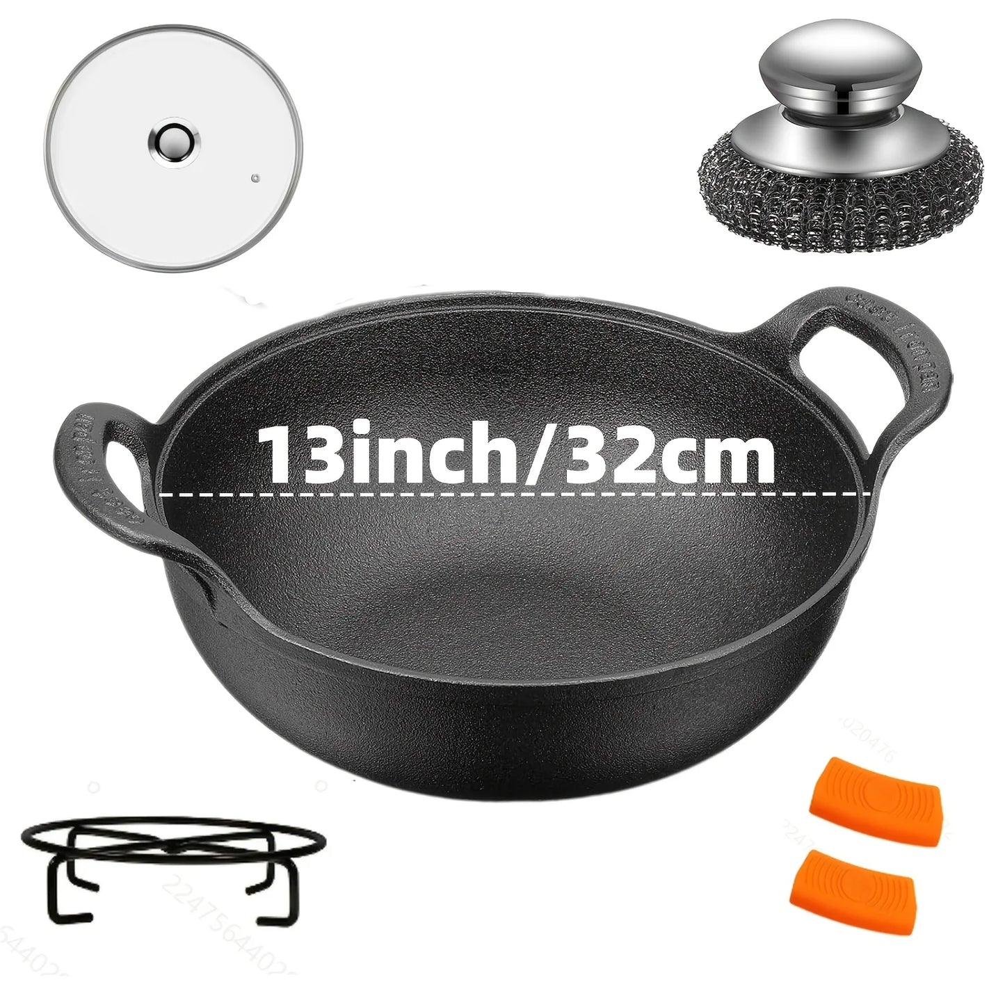 3PCS Cast Iron Skillet Set Pre-Seasoned, Heavy-Duty Pans Non-Stick Surface