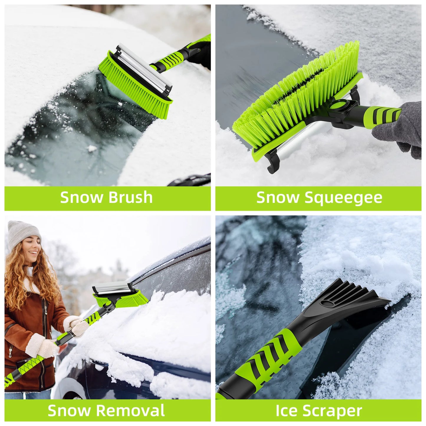 Deli Ultimate Car Snow Cleaner, 43" 2-in-1 Ice Scraper & Brush with Extendable Handle