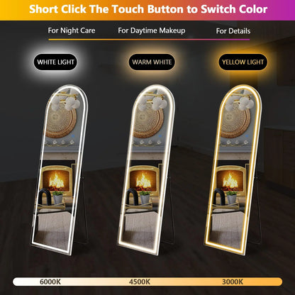 Full Length Mirror w/ 3 Color LED Lighting with an Aluminum Alloy Frame