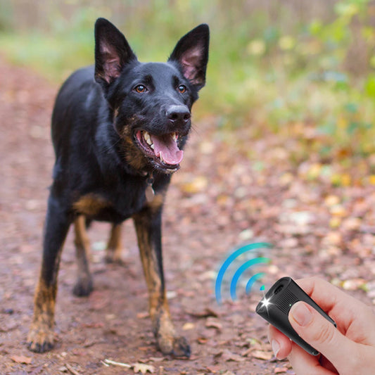 Ultrasonic Dog Bark and Aggressive Deterrent Device, Long Range, Rechargeable with LED Flashlight