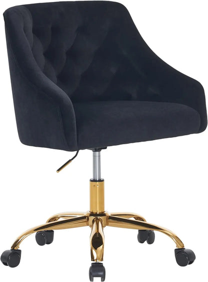 Modern Desk Chair - Comfortable, Cushioned with Velvet Fabric, Adjustable Height, and Swivel
