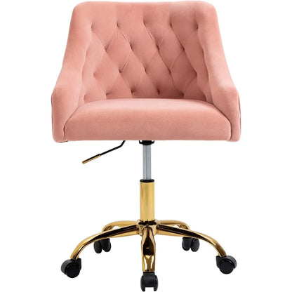 Modern Desk Chair - Comfortable, Cushioned with Velvet Fabric, Adjustable Height, and Swivel