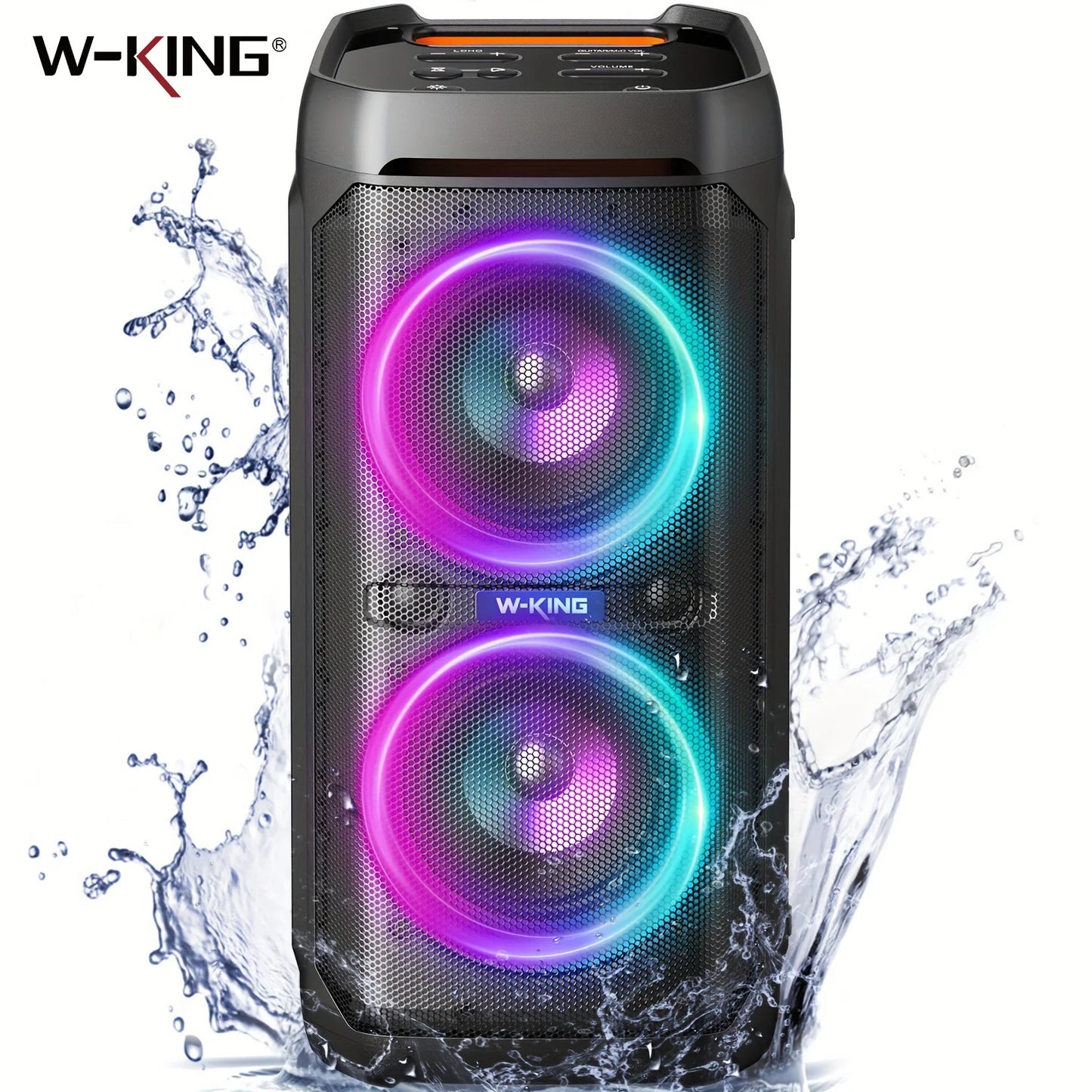 100W RMS Bluetooth Speakers, Waterproof, Portable, Party Boombox, Wireless w/lights