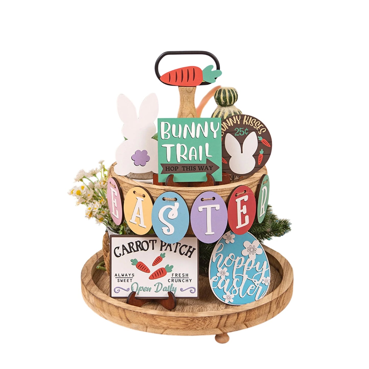 Easter Bunny Table Centerpiece Set with Vintage Wood Block Letters