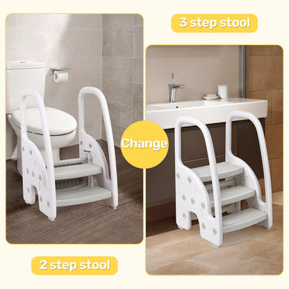 Toddler Step Stool with 3 Steps and Side Rails