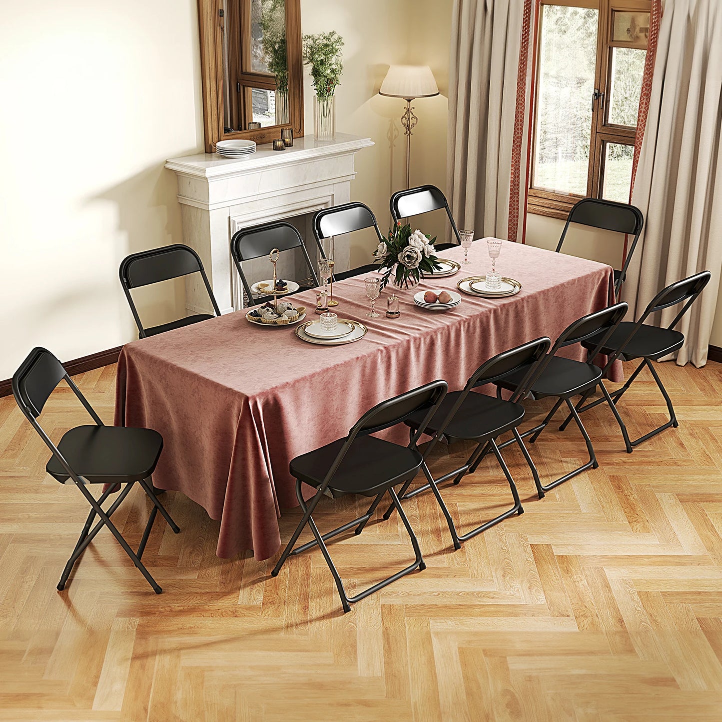 Plastic Seating - Metal Frame Folding Chair, 330LB Load Capacity, Lightweight and Portable