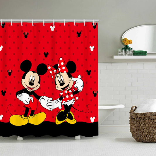 Disney Mickey and Minnie Mouse Shower Set, Four-piece Set w/Hooks