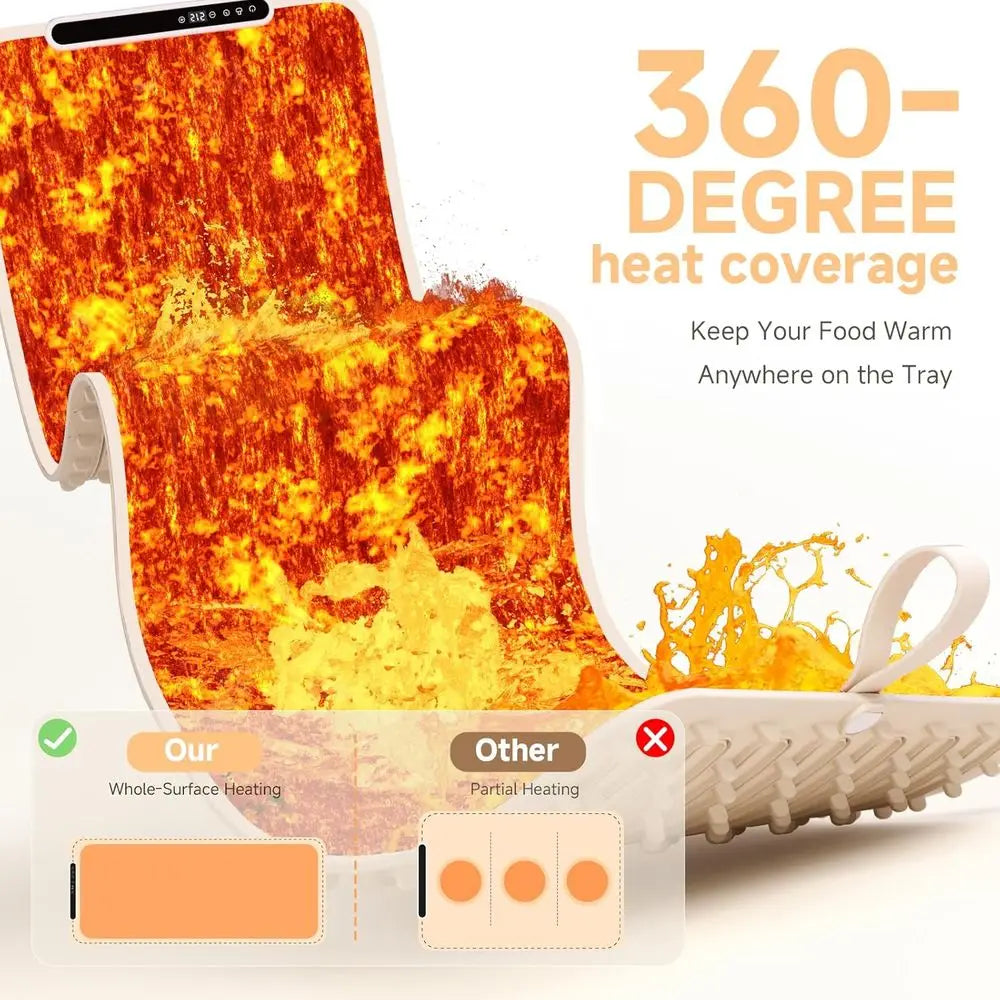 Electric Food Warming Tray XXL (36x16) Portable, Rollable, with Fast Even Surface Heating,